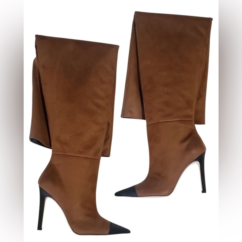 NIB Good American Over the Knee Slouch Pointed Toe Brown Boots 4 - Picture 4 of 11